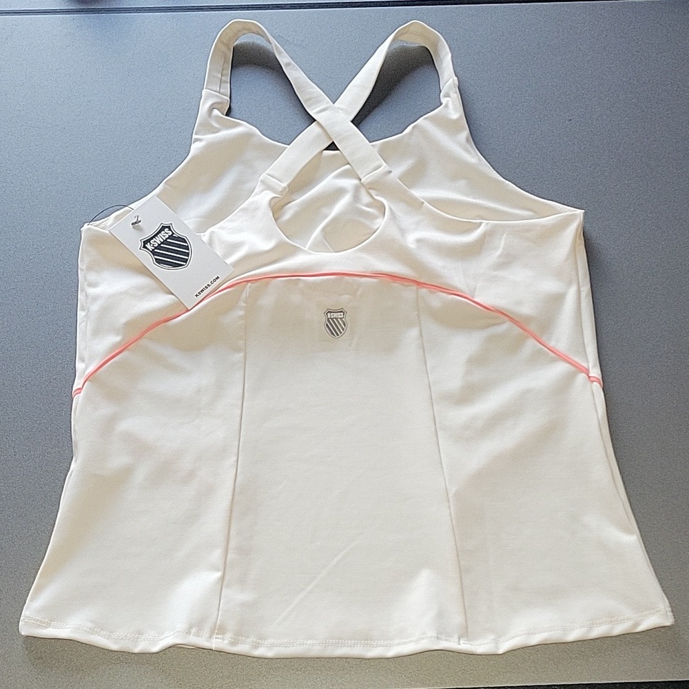 K-SWISS  Women's Cross Court Tennis Tank cream/ pink sz Large NEW - Picture 7 of 7